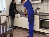 German Anorexic MILF Stella Star Seduce to Fuck by Repairman